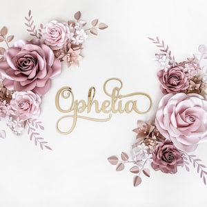 Paper Flower Wall Decor Set in Blush Dusty Pink nursery - Beautifully Handcrafted Nursery Floral Accent. Paper flowers for girl nursery wall