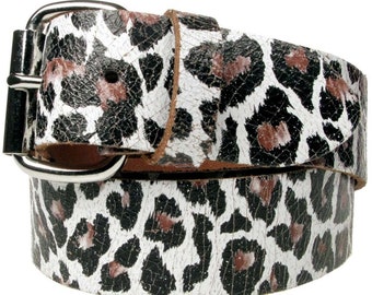 Leopard Style Real Leather Belt 1.5 Inch/38mm, Sizes - S, M  display picture 3