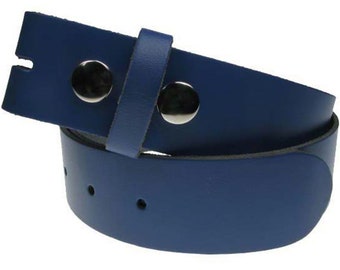 Ceinture interchangeable en cuir véritable bleu foncé 1,5 po./38 mm, tailles - S, M, L, XL, XXL, XXXL (sans boucle)