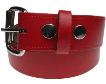 Snap on Interchangeable Real Leather Red 1.5 inch/38mm, Sizes - S, M, L, XL, XXL, XXXL