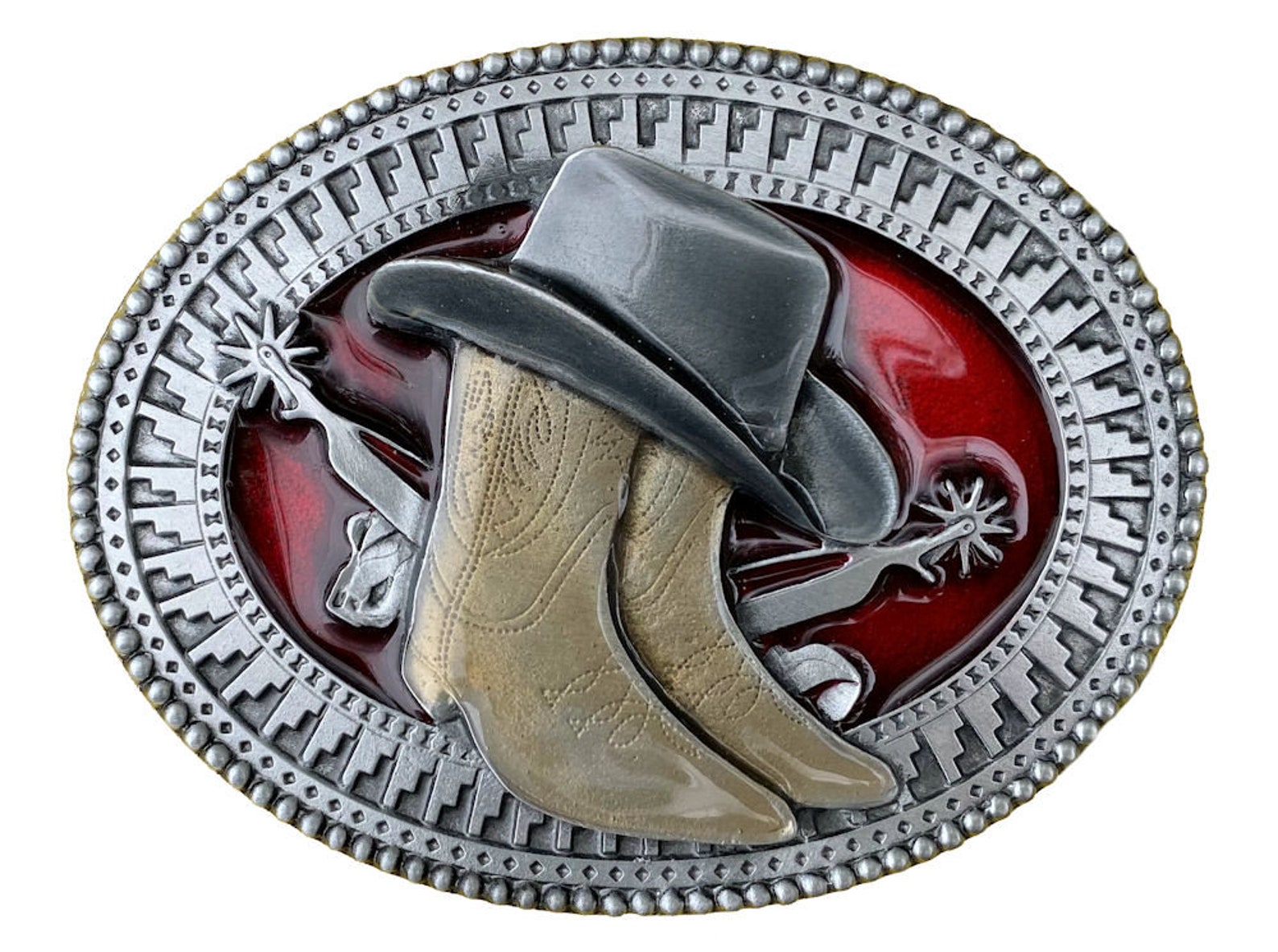 Cowboy Hat and Boots Belt Buckle with Belt By Dragon Designs Etsy