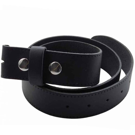 Snap on Interchangeable Real Leather Black Belt 1.5 Inch  display picture 2