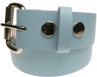 Ceinture interchangeable en cuir véritable bleu layette 38 mm/1,5 po., tailles - S, M, L, XL, XXL, XXL