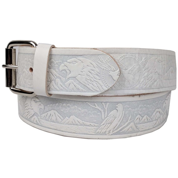 White Embossed Belt Vienna Waist Belt – Sarah Flint main image 4