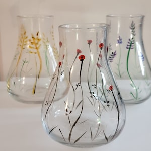 Hand Painted Crystal Vases. Stained Glass Painted. Hand Painted Glassware.