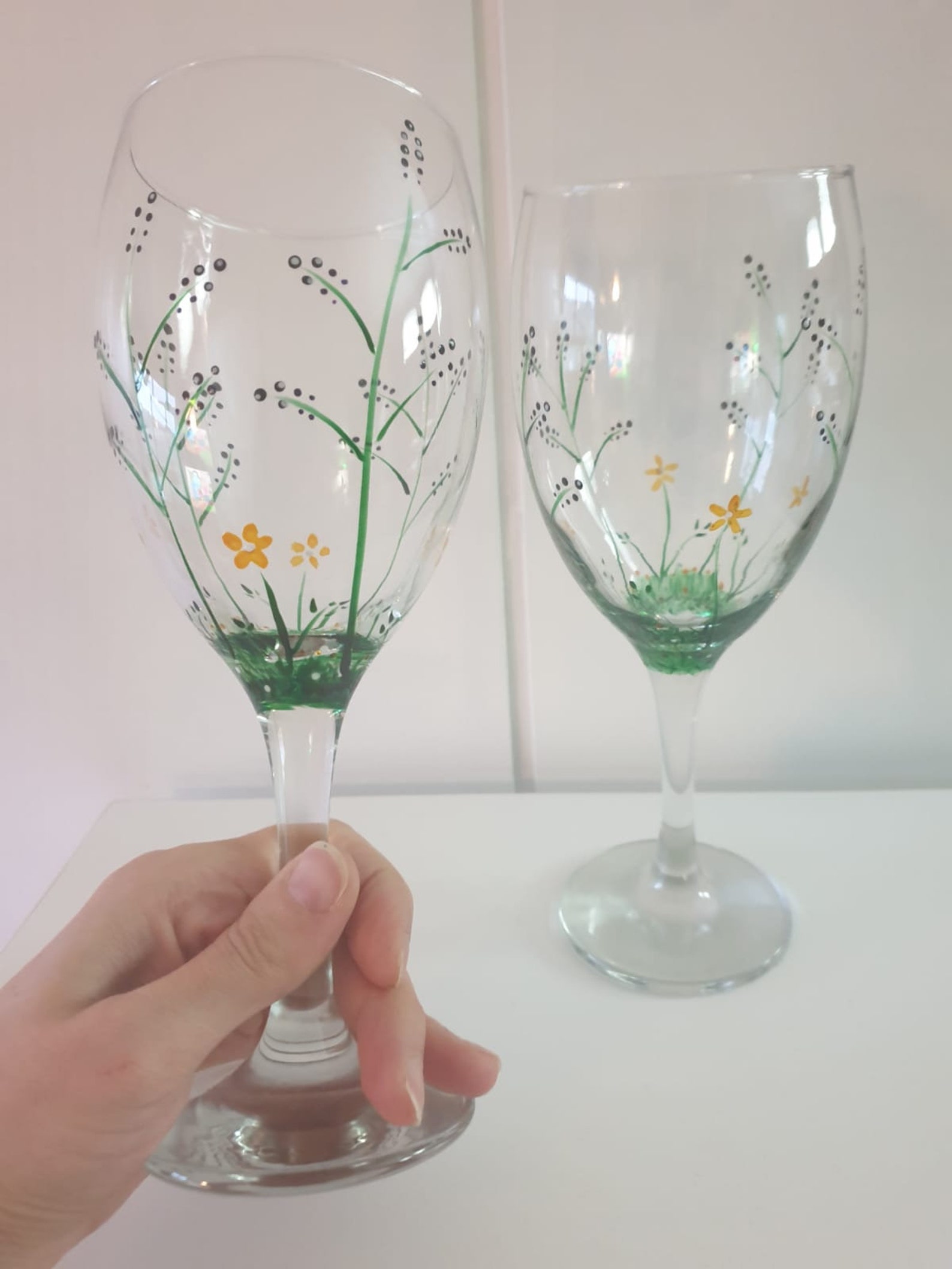 Hand Painted Cup. Painted Glassware. Stained Glass Painted. Original