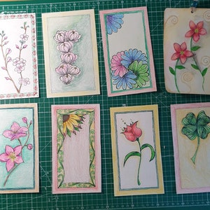 Marcadores de papel pintados à mão em papel aquarela de alta gramatura. Customizável. Presente original para professor. Cartões postais personalizados.