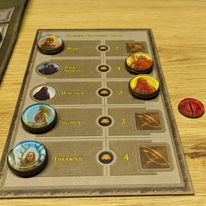 5 Rulers tokens with corruptor token