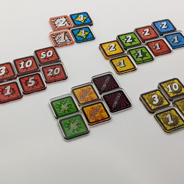 Ensemble de jetons LCG Marvel Champions (fabriqués par des fans) - 108 pièces