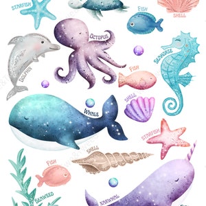 IMPRESSÃO DIGITAL Tema oceano, fundo do mar, carta personalizada, estampas de berçário, decoração infantil, decoração de casa, arte de parede, seja como um