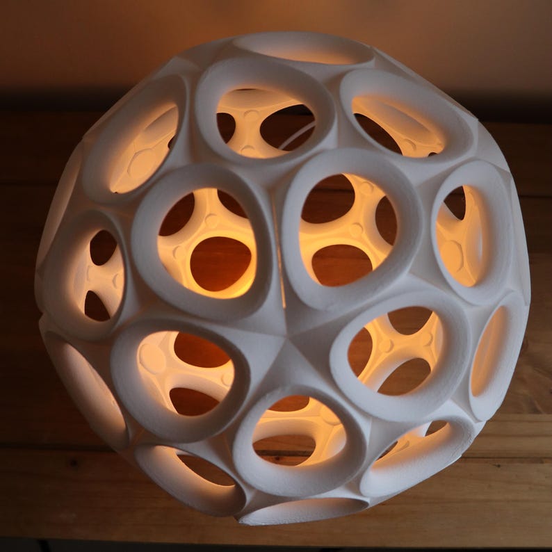 Pentagonal Hexecontahedron 3D Printed Lamp STL | Interlocking Parametric Lamp Design image 6