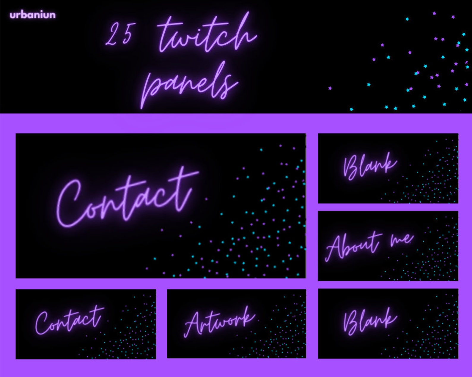 Stream Package Purple Twitch Overlay Neon Twitch Package Etsy