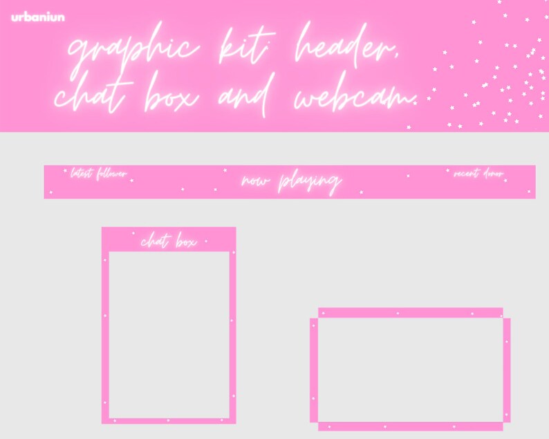 Pink Twitch Overlay Package Animated Kawaii Stream Package Etsy