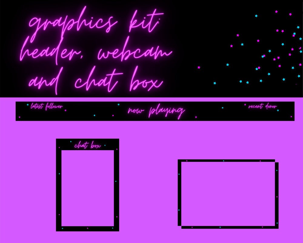Pink Twitch Overlay Package Animated Neon Stream Package Etsy Canada