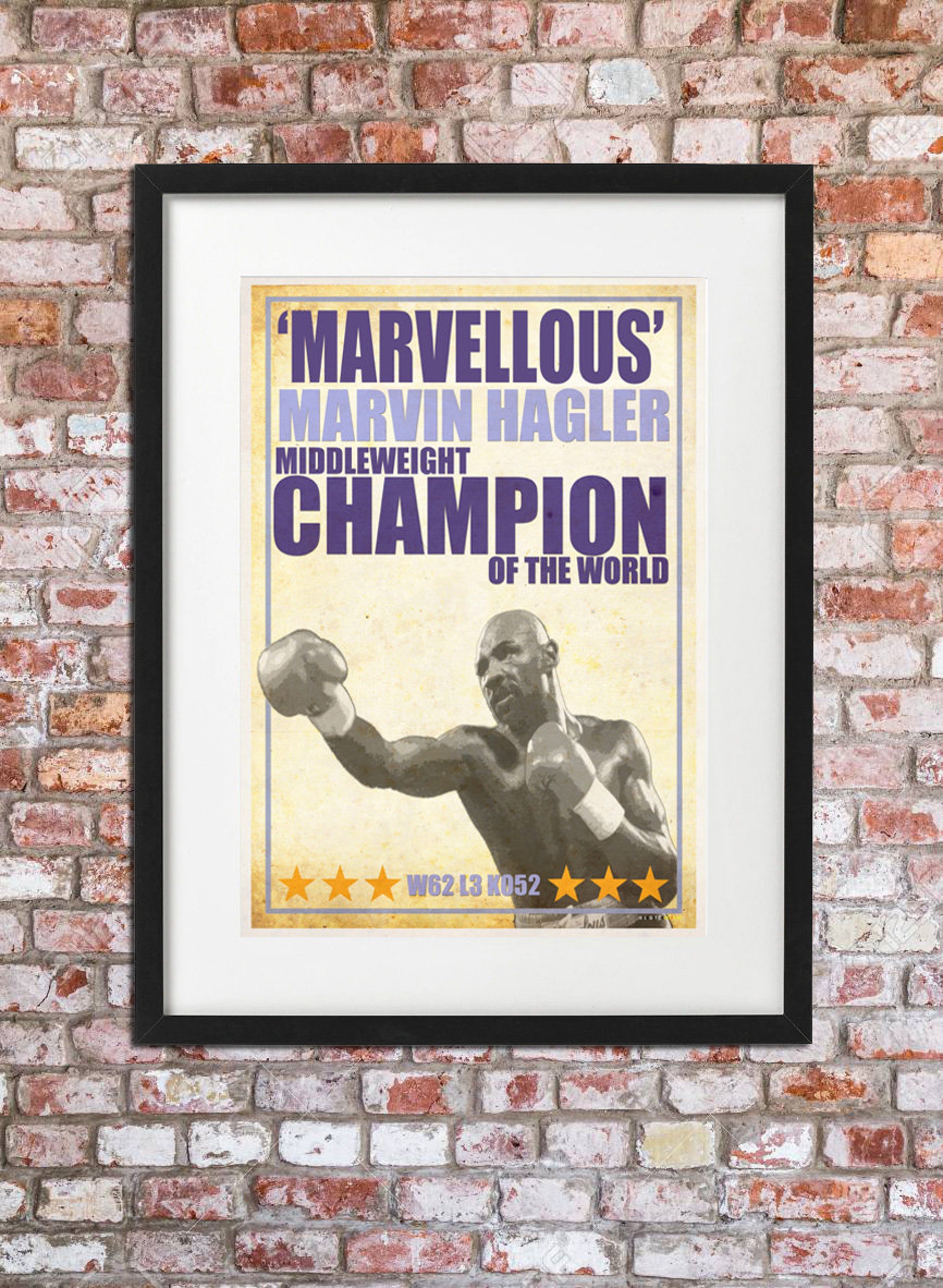 MARVELLOUS MARVIN HAGLER  A3 vintage style boxing art poster