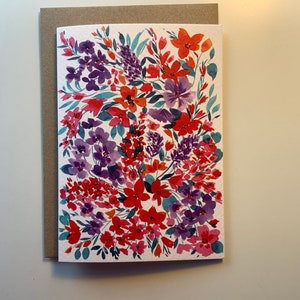 Blumen Grußkarte - Kunstkarten - Aquarell - Illustriert zierlich Floral A6 - Botanisch - Jeder Anlass - Blanko