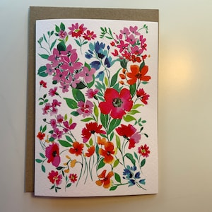 Aquarell Blumen Grußkarte - Kunstkarten - A6 - Botanisch - Jeder Anlass - Blanko