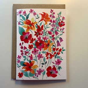 Aquarell Blumen Grußkarte - Kunstkarten - A6 - Botanisch - Jeder Anlass - Blanko - Winzig Floral