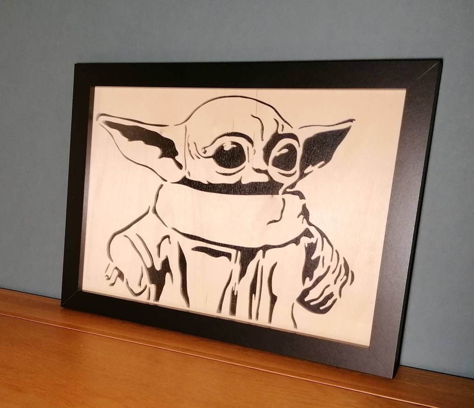 Baby Yoda Grogu wooden wall art Etsy