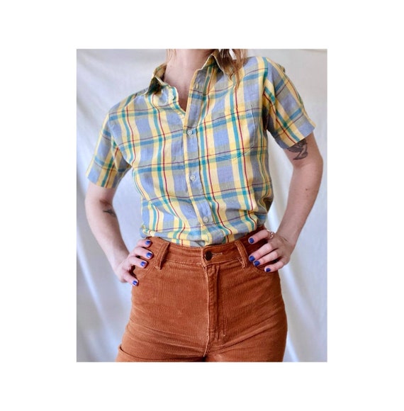 Plaid Western Shirt / Vintage Plaid Western 70s Sh