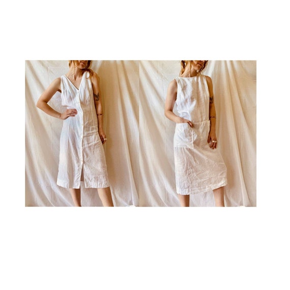 80s Linen Shift Tunic Dress - Reversible / Vintage