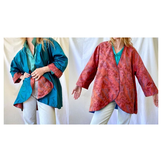 Pure Silk Reversible Cape Jacket / One Size Silk K