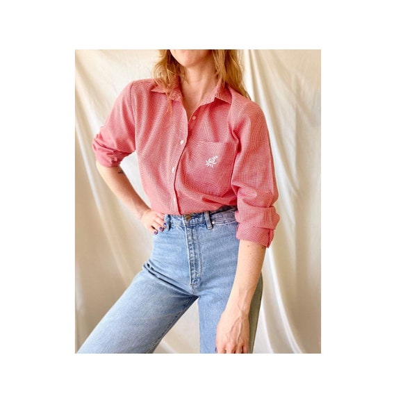Red Gingham Western Cowgirl Shirt / Red Checkered