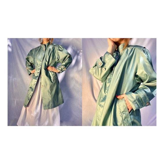 80s Seafoam Green Rain Jacket / Vintage Slouch Rai