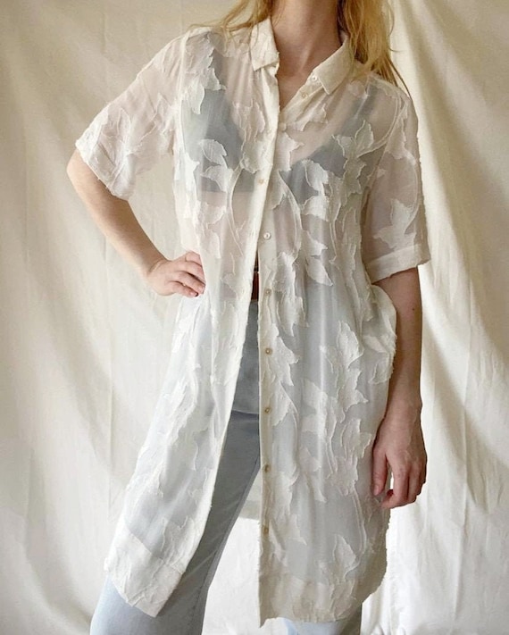Boho Shirt Dress / Sheer Shirt Dress