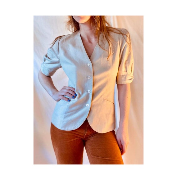 Vintage Laura Ashley 80s Blouse / 80s Linen Shirt