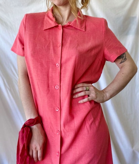 Watermelon Pink 80s Day Dress