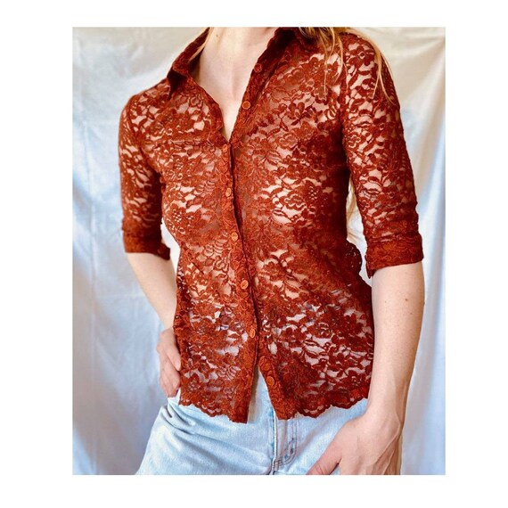 1970s Lace Blouse / Vintage Lace Romantic Shabby C
