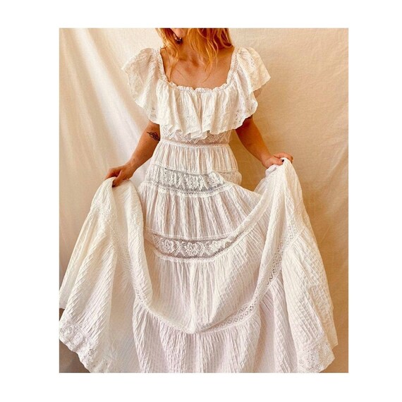 Vintage Bohemian Dress / Boho Wedding Dress