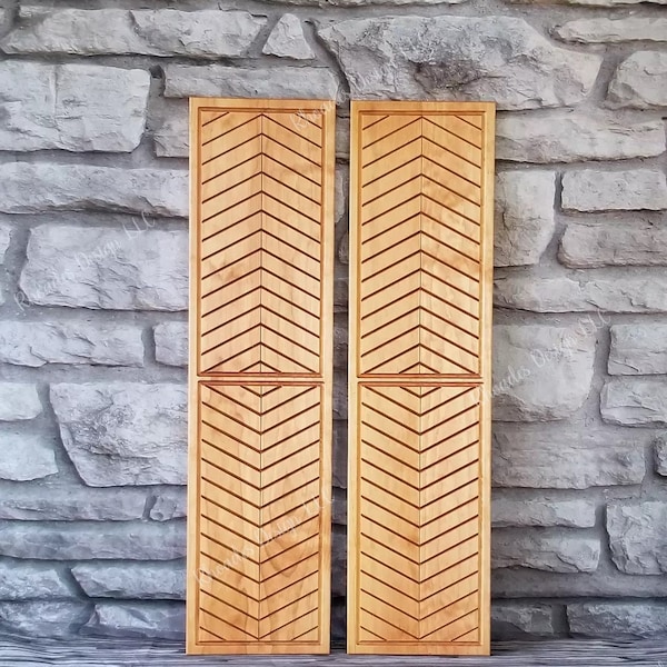 Chevron Wood Shutters, Exterior Wood Shutters, Cottage Shutters, Rustic Shutters, Farmhouse Shutters, Standard Chevron Shutters