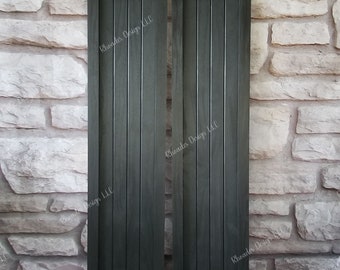Mission Style Wood Shutters: Rustic Farmhouse Exterior Shutters (Set of 2)