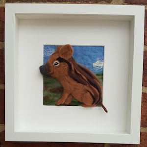 Piglet portrait in needlefelted merino wool