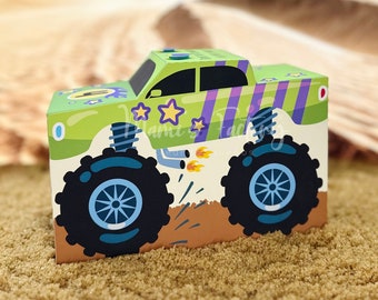 Monster truck vert - Boîte cadeau à imprimer Monster truck - Boîte cadeau Monster truck - Cadeaux camion rose - PDF - Fichier numérique