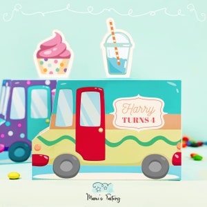 Printable Food Truck - Cupcake holder, cookie box - Summer Party - Children's Day - Pool Party Favor - Drinks Smoothies Food Truck - PDF