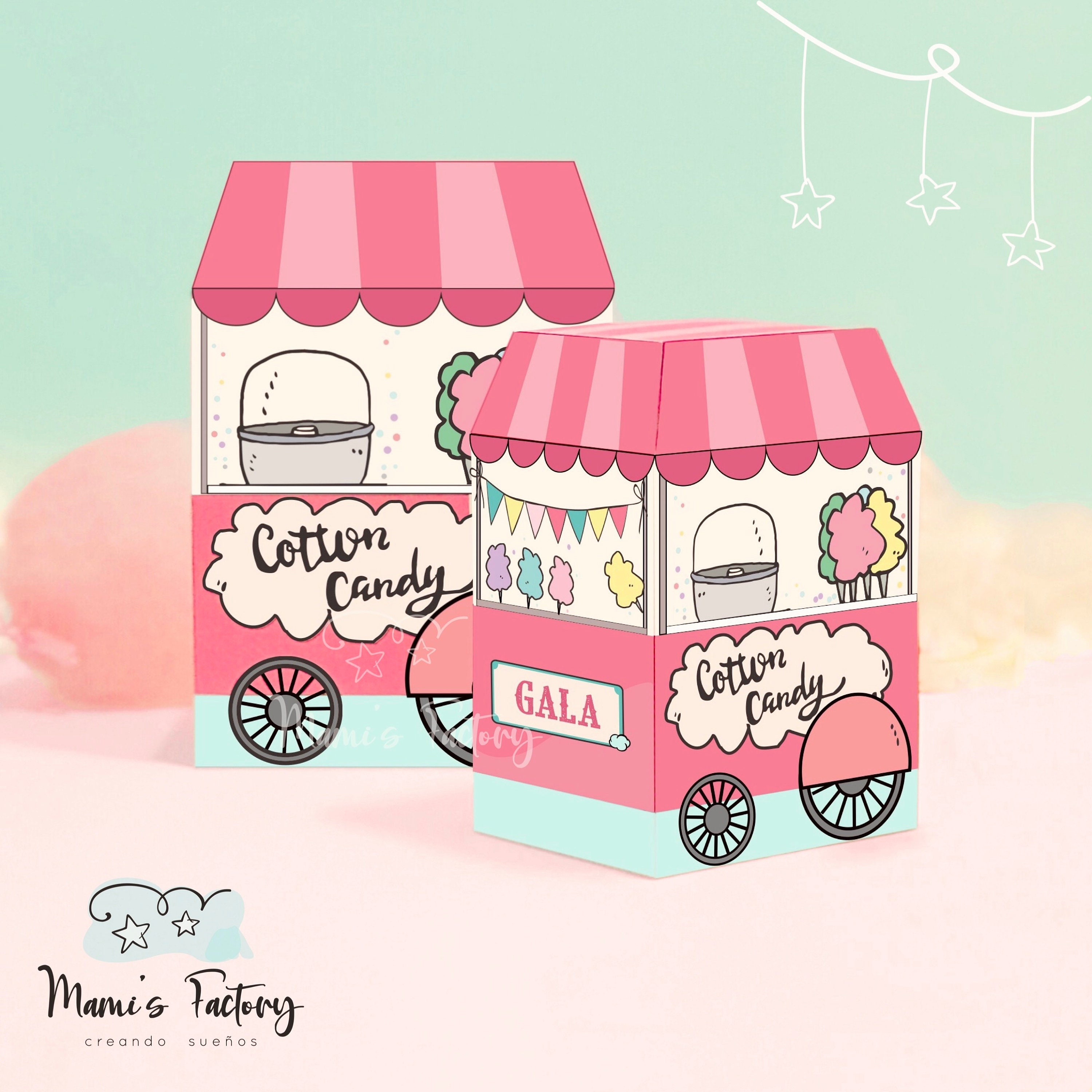 Printable Cotton Candy stand Party favor Candy and treat | Etsy