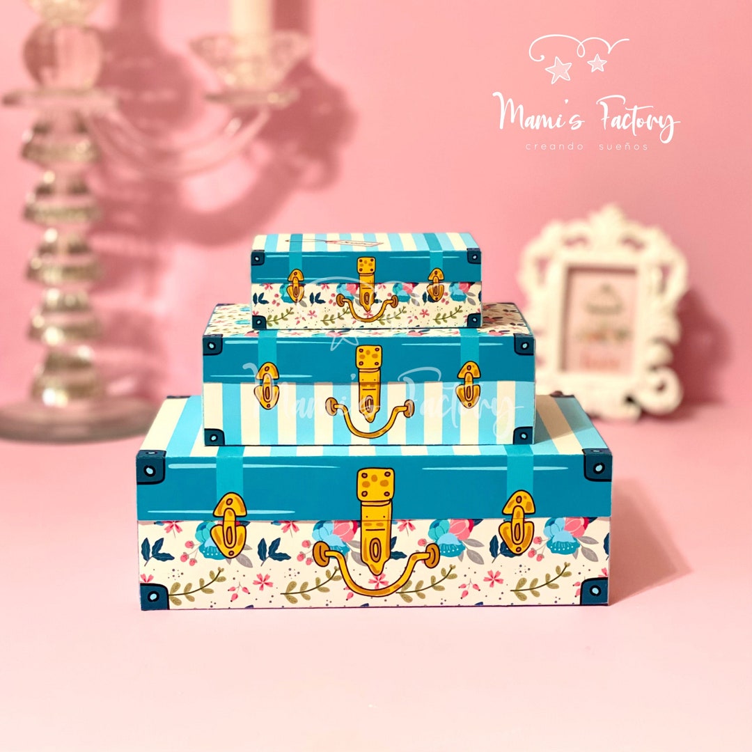 Printable Suitcases Favor Boxes Vintage Lugagge Box Template Travel Party Favor Travel Decor