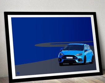 Ford Focus Mk3 RS print - Hot Hatch print, Ford Focus RS wall art, Man Cave Art, Ford Focus RS poster, Fast Ford print, Ford Focus rs gift