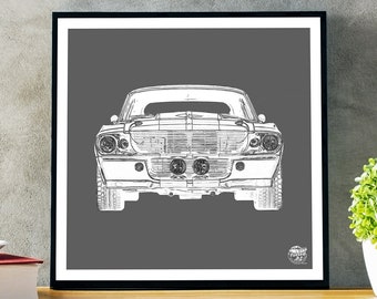 Ford Mustang GT500 Print - Ford Wall Art, Ford Mustang Wall Art, Ford Mustang gifts, Muscle Car Print, Ford Wall Decor, Classic Car print