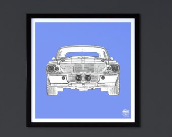 Ford Mustang GT500 Print - Ford Wall Art, Ford Mustang Wall Art, Ford Mustang gifts, Muscle Car Print, Ford Wall Decor, Classic Car print