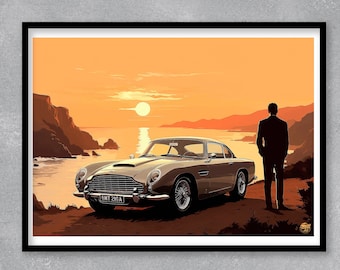 James Bond Aston Martin DB5 print - James Bond wall art, Aston Martin DB5 poster, Aston Martin DB5 wall art, Aston Martin DB5 artwork