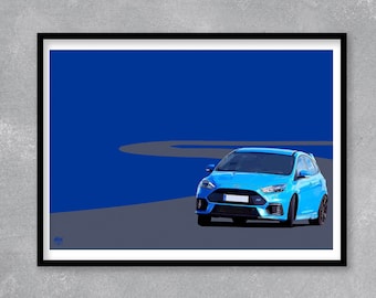 Ford Focus Mk3 RS print - Hot Hatch print, Ford Focus RS wall art, Man Cave Art, Ford Focus RS poster, Fast Ford print, Ford Focus rs gift