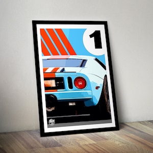 Ford GT print - Ford GT40 wall art, Man Cave Art, Ford GT Poster, ford gt40 print, Motorsport poster, ford gt40 poster, Motorsport wall art