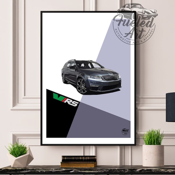 Skoda Octavia VRS Estate print - Skoda Octavia VRS Wall Art, Skoda Octavia VRS Poster, Skoda Octavia vrs Wall decor, Skoda Octavia vrs gift