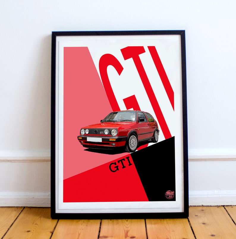 VW Golf Mk2 GTI Print Vw Golf Mk2 GTI Poster, Hot Hatch Print