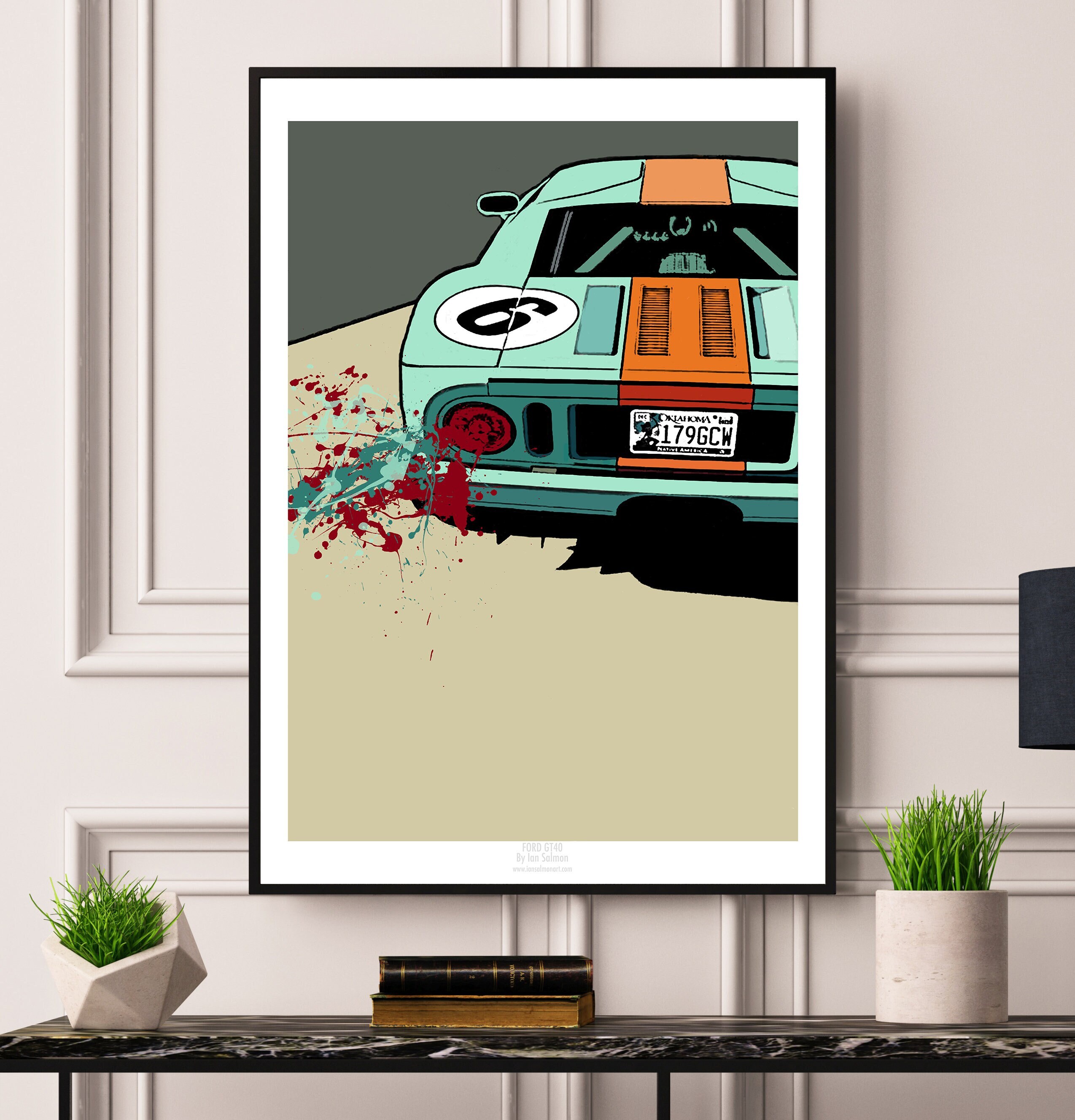Ford GT40 Fine Art Print, Classic Car Auto Decor, Wall Art Poster 