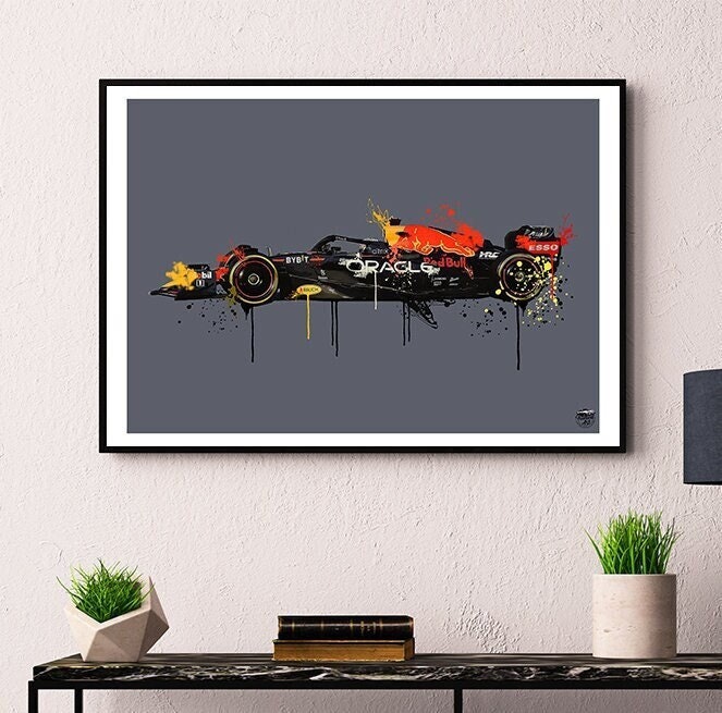 Red Bull Racing F1 With Pre-printed Max Verstappen Autograph Premium High  Gloss Art Print Poster. 046P 24x36 
